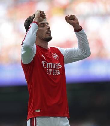 FA Community Shield - Arsenal v Manchester City CARDIFF, WALES, AUGUST 16: GOAL 2-0, Kai Havertz of Arsenal goal celebration after scoring as goal to put Arsenal 2-0 ahead during the FA Community Shield match between Arsenal v Manchester City at Principality Stadium, Cardiff on 16 August. (Photo by Daniel Weir) Cardiff Principality Stadium United Kingdom Copyright: xDanielxWeir SportsxPressxPhotox Sportspressphoto_SPR208715