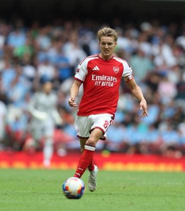 FA Community Shield - Arsenal v Manchester City CARDIFF, WALES, AUGUST 16: Martin Odegaard of Arsenal during the FA Community Shield match between Arsenal v Manchester City at Principality Stadium, Cardiff on 16 August. (Photo by Daniel Weir) Cardiff Principality Stadium United Kingdom Copyright: xDanielxWeir SportsxPressxPhotox Sportspressphoto_SPR208756