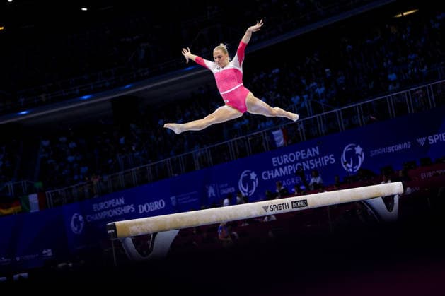 36th European Championships and 15th European Junior Championships in WomenÂ s Artistic Gymnastics - Finals Lea Marie Quaas of Germany competes on the Balance beam during Senior Women™s Team Final on day 4 of the 2026 Women s Artistic Gymnastics European Championships at Arena Zagreb on August 16, 2026 in Zagreb, Croatia.  IgorxKralj PIXSELL