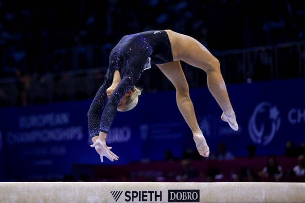 36th European Championships and 15th European Junior Championships in WomenÂ s Artistic Gymnastics - Finals Ruby Evans of Great Britain competes on the Balance beam during Senior Women™s Team Final on day 4 of the 2026 Women s Artistic Gymnastics European Championships at Arena Zagreb on August 16, 2026 in Zagreb, Croatia.  IgorxKralj PIXSELL