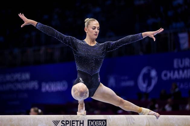 36th European Championships and 15th European Junior Championships in WomenÂ s Artistic Gymnastics - Finals Ruby Stacey of Great Britain competes on the Balance beam during Senior Women™s Team Final on day 4 of the 2026 Women s Artistic Gymnastics European Championships at Arena Zagreb on August 16, 2026 in Zagreb, Croatia.  IgorxKralj PIXSELL