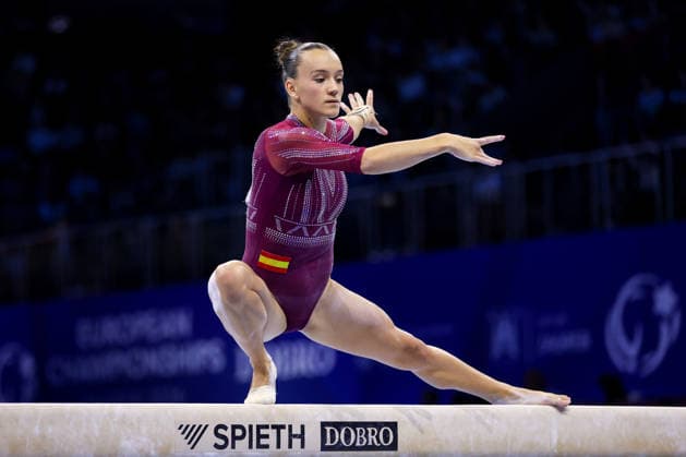 36th European Championships and 15th European Junior Championships in WomenÂ s Artistic Gymnastics - Finals Laia Font of Spain competes on the Balance beam during Senior Women™s Team Final on day 4 of the 2026 Women s Artistic Gymnastics European Championships at Arena Zagreb on August 16, 2026 in Zagreb, Croatia.  IgorxKralj PIXSELL