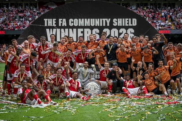 RECORD DATE NOT STATED 16th August 2026; Millennium Stadium, Cardiff, Wales; Community Shield Football, Arsenal versus Manchester City; Arsenal celebrate winning the Community Shield after beating Manchester City 3-0 GodfreyxPitt