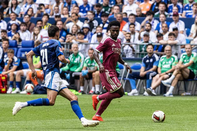 Testspiel: FC Schalke 04 - Real Madrid; 16.08.2026 Dejan Ljubicic (FC Schalke 04, 21), Vinicius Junior (Real Madrid, 7) Testspiel: FC Schalke 04 - Real Madrid; Veltins-Arena, Gelsenkirchen; 16.08.2026 *** Friendly Match: FC Schalke 04 vs. Real Madrid, August 16, 2026; Dejan Ljubicic, FC Schalke 04, 21, Vinicius Junior, Real Madrid, 7 Friendly Match: FC Schalke 04 vs. Real Madrid, Veltins Arena, Gelsenkirchen, August 16, 2026 Copyright: xBEAUTIFULxSPORTS Buriakovx