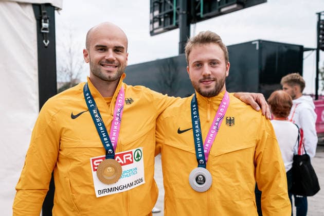 Nick Thumm (VfB Stuttgart, Speerwurf Maenner), Julian Weber (USC Mainz, Speerwurf Maenner), GBR, Leichtathletik, Athletics, European Athletics Championships 2026, Leichtathletik Europameisterschaft 2026, Birmingham 2026, 16.08.2026, GBR, Leichtathletik, Athletics, European Athletics Championships 2026, Leichtathletik Europameisterschaft 2026, Birmingham 2026, 16.08.2026 Birmingham *** Nick Thumm, VfB Stuttgart, Men s Javelin Throw; Julian Weber, USC Mainz, Men s Javelin Throw; GBR, Track and Field, Athletics, 2026 European Athletics Championships, 2026 European Track and Field Championships, Birmingham 2026, August 16, 2026, GBR, Track and Field, Athletics, 2026 European Athletics Championships, 2026 European Track and Field Championships, Birmingham 2026, August 16, 2026, Birmingham Copyright: xStefanxMayerx EP_SMR