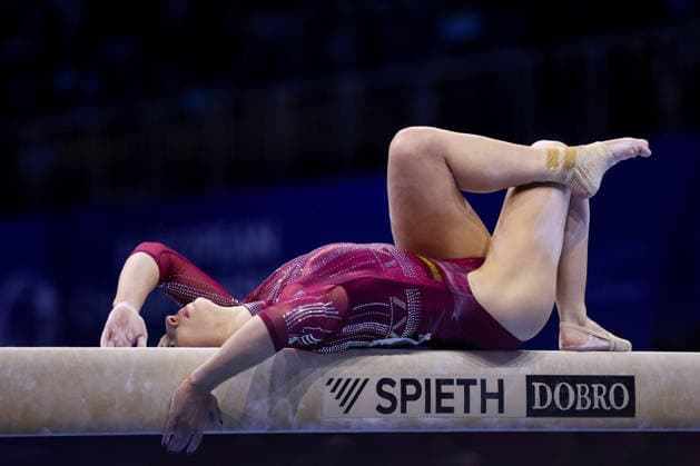 36th European Championships and 15th European Junior Championships in WomenÂ s Artistic Gymnastics - Finals Marina Escudero of Spain competes on the Balance beam during Senior Women™s Team Final on day 4 of the 2026 Women s Artistic Gymnastics European Championships at Arena Zagreb on August 16, 2026 in Zagreb, Croatia.  IgorxKralj PIXSELL