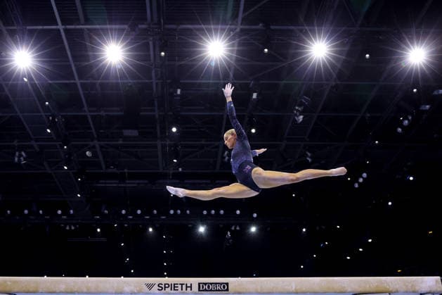 Sport Bilder des Tages 36th European Championships and 15th European Junior Championships in WomenÂ s Artistic Gymnastics - Finals Ruby Evans of Great Britain competes on the Balance beam during Senior Women™s Team Final on day 4 of the 2026 Women s Artistic Gymnastics European Championships at Arena Zagreb on August 16, 2026 in Zagreb, Croatia.  IgorxKralj PIXSELL