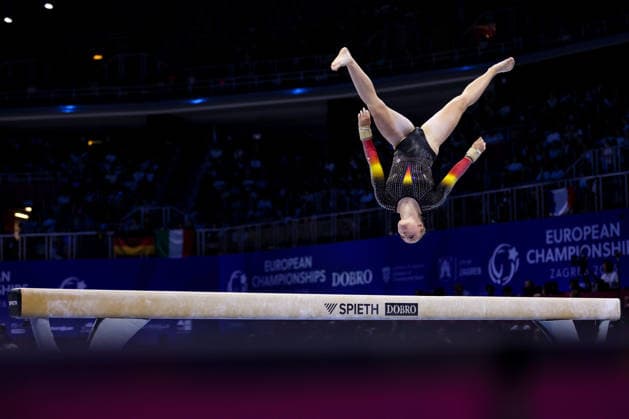 36th European Championships and 15th European Junior Championships in WomenÂ s Artistic Gymnastics - Finals Lisa Vaelen of Belgium competes on the Balance beam during Senior Women™s Team Final on day 4 of the 2026 Women s Artistic Gymnastics European Championships at Arena Zagreb on August 16, 2026 in Zagreb, Croatia.  IgorxKralj PIXSELL
