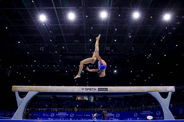 36th European Championships and 15th European Junior Championships in WomenÂ s Artistic Gymnastics - Finals Floor Slooff of Netherlands competes on the Balance beam during Senior Women™s Team Final on day 4 of the 2026 Women s Artistic Gymnastics European Championships at Arena Zagreb on August 16, 2026 in Zagreb, Croatia.  IgorxKralj PIXSELL