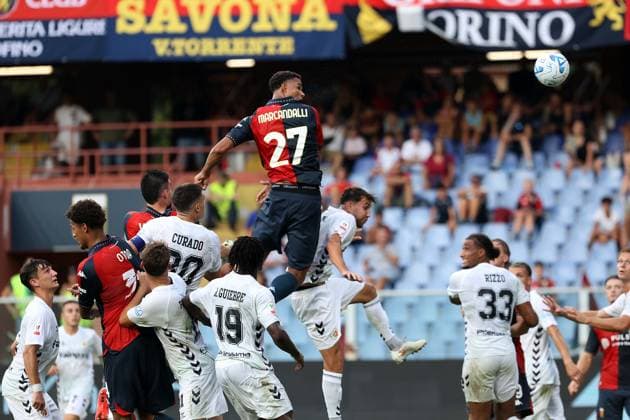 Foto IPP ACGE Genova 16 08 2026 32°Coppa Italia 2026 2027 Genoa-Ascoli nella foto: Alessandro Marcandalli realizza il gol del 1-1 Italy Photo Press World Copyright Genova italy Italia ITALY  Copyright: xR4924_italyphotopressx
