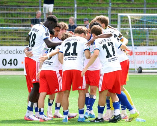 Regionalliga Nord Saison 2026-2027 Hamburger SV II - SV DrochtersenAssel im Stadion Hoheluft Spielerkreis *** Regionalliga Nord 2026–2027 Season: Hamburger SV II vs. SV Drochtersen-Assel at Hoheluft Stadium, Player Roster