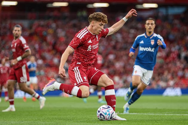 RECORD DATE NOT STATED 16th August 2026; Anfield, Liverpool, Merseyside, England; Friendly Football, Liverpool versus Como 1907; Victor Munoz of Liverpool crosses the ball AidanxHunter