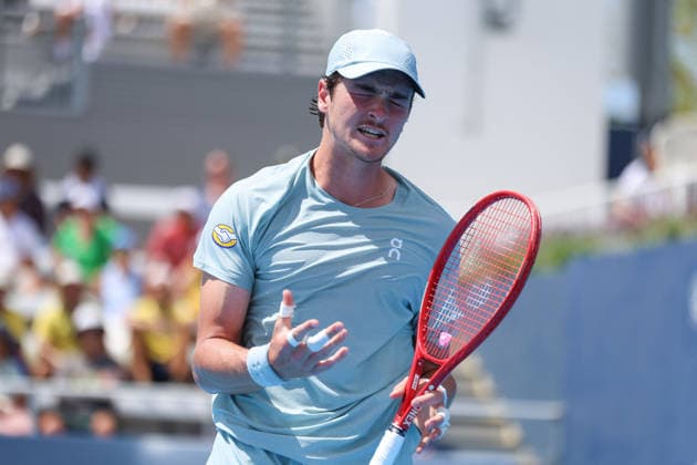 MASON, OHIO - AUGUST 16: Joao Fonseca of Brazil reacts to a play during day six of the Cincinnati Open at the Lindner Family Tennis Center on August 16, 2026 in Mason, Ohio.  Copyright: xShainaxBenhiyoun SPPx Sportspressphoto_SPR209128