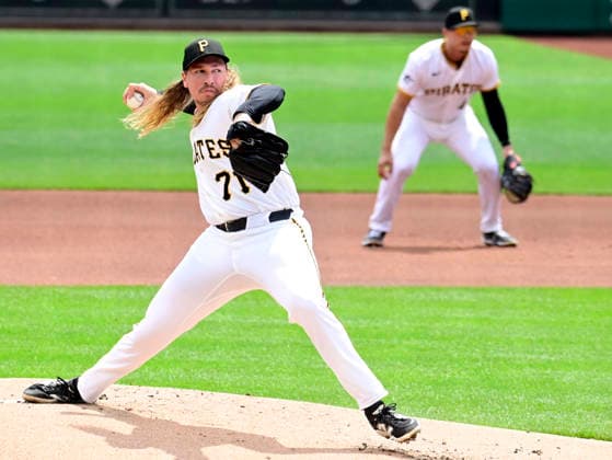 Pittsburgh Pirates pitcher Lake Bachar (71) starts the game against the Boston Red Sox at PNC Park on Sunday, Aug. 16, 2026 in Pittsburgh.  PIT2026081602 ArchiexCarpenter