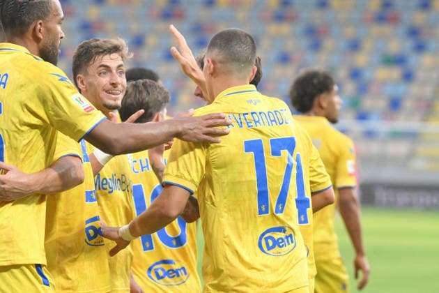 SOCCER - Coppa Italia - Frosinone Calcio vs. SS Juve Stabia Photo by IPA ABACAPRESS.COM87549840 - Giorgi Kvernadze of Frosinone Calcio celebrates after scoring the goal that made the score 1-0 during the Coppa Italia Freccia Rossa match between Frosinone Calcio and SS Juve Stabia at Benito Stirpe Stadium Frosinone Italy  Copyright: xIPAxSport ABACAx