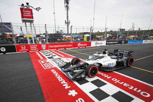 August 16, 2026, Markham, On, Canada: Marcus Ericsson, of Sweden, crosses the finish line to win the 2026 Honda Indy in Markham, Ont., on Sunday, Aug. 16, 2026. Canada News - August 16, 2026  - ZUMAc35_ 20260816_zaf_c35_034 Copyright: xSammyxKoganx