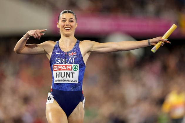 2026 European Athletics Championships, Alexander Stadium, Birmingham, England 16 8 2026 4x100m Mixed Relay Great Britain Amy Hunt™s celebrates winning gold Amy Hunt™s celebrates winning gold 16 8 2026  Copyright: xx 0U6A8685
