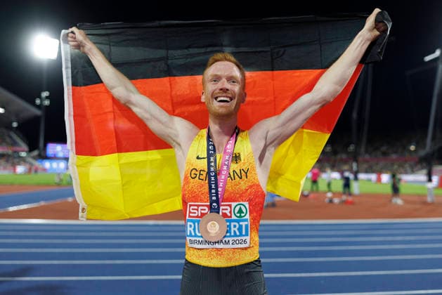 BIRMINGHAM, GREAT BRITAIN - AUGUST 16, 2026: Frederik RUPPERT (GER Germany) wins Gold in the 3000m steeplechase during the European Athletics Championships at Alexander Stadium on August 16, 2026 in Birmingham, Great Britain. Great Britain Copyright: xAxelxKohringx