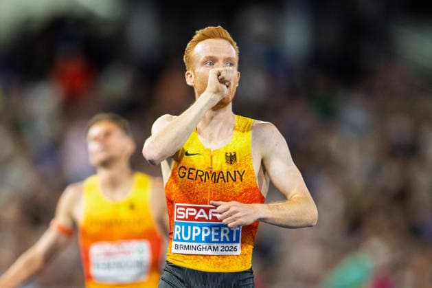 BIRMINGHAM, UNITED KINGDOM - AUGUST 16: Frederik Ruppert of Germany wins the Gold Medal in the Men s 3000m Steeplechase during the European Athletics Championships in Alexander Stadium on August 16, 2026 in Birmingham, United Kingdom. England United Kingdom Copyright: xBEAUTIFULxSPORTS TobiasxLacknerx