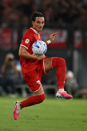 IPA87551678 - Lorenzo Ignacchiti of Mantova 1911 is in action during the Round of 64 of the Coppa Italia Frecciarossa between S.S. Lazio and Modena 1911 at the Olympic Stadium on August 16, 2026, in Rome, Italy.  Copyright: xDomenicoxCippitelli IPAxSportx xx 87551678