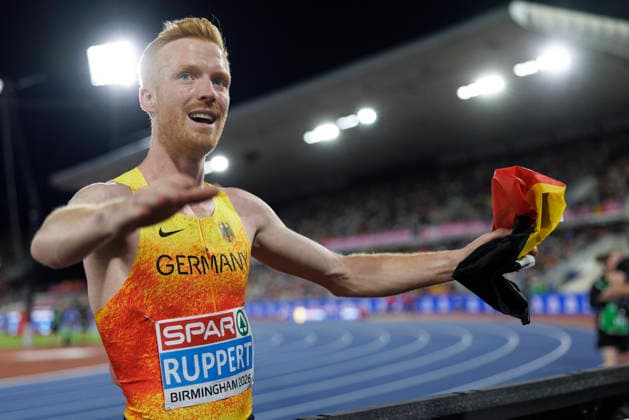 BIRMINGHAM, GREAT BRITAIN - AUGUST 16, 2026: Frederik RUPPERT (GER Germany) wins Gold in the 3000m steeplechase competing during the European Athletics Championships at Alexander Stadium on August 16, 2026 in Birmingham, Great Britain. Great Britain Copyright: xAxelxKohringx