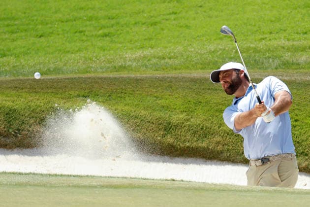 MEMPHIS, TN - AUGUST 16: Scottie Scheffler of the United States hits from a bunker on No. 8 during the final round of the FedEx St. Jude Championship, August 16, 2026, at TPC Southwind in Memphis, Tennessee. (Photo by Matthew Maxey Icon Sportswire) GOLF: AUG 16 PGA, Golf Herren FedEx St. Jude Championship EDITORIAL USE ONLY Icon260816053