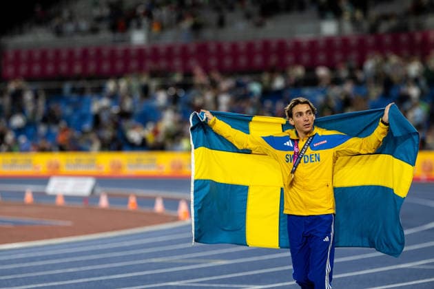 260816 Armand Duplantis of Sweden celebrates after men s pole vaul final during day 7 of the 2026 European Athletics Championships on August 16, 2026 in Birmingham. Photo: Mathias Bergeld BILDBYRAN kod MB MT1072 friidrott athletics friidrett friidrotts-em em friidretts-em 2026 european athletics championships 7 bbeng jubel *** 260816 Armand Duplantis of Sweden celebrates after the men’s pole vault final on Day 7 of the 2026 European Athletics Championships on August 16, 2026 in Birmingham. Photo by Mathias Bergeld, BILDBYRAN, code MB MT1072. track and field, athletics, friidrett, friidrotts EM, 2026 European Athletics Championships, Day 7, celebration  Copyright: MATHIASxBERGELD BB260816MB154