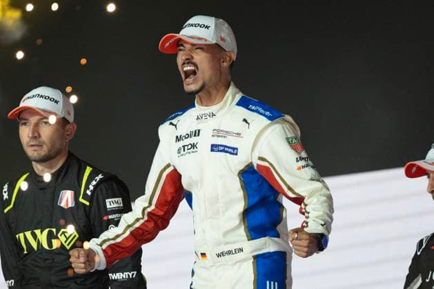 London, United Kingdom. 16 August 2026. Driver 94 Pascal Wehrlein (Germany) (Porsche Formula E Team) shouts in celebration following is World Championship, WM, Weltmeisterschaft win after the Round 17 Race at the ABB FIA Formula E 2026 Hankuk London E-Prix at ExCeL London. Copyright: xDavidxSarmientox xVWPicsx DSG-1363