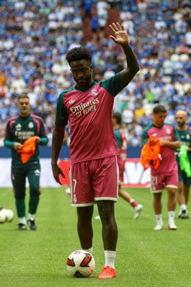 16.08.2026, GER, Fussball, Herren, Testspiel, Saison 2026 2027, FC Schalke 04 - Real Madrid CF Vinicius Junior (RMA) gestikuliert, Gestik *** August 16, 2026, GER, Soccer, Men s, Friendly Match, 2026–2027 Season, FC Schalke 04 vs. Real Madrid CF, Vinicius Junior (RMA) gesturing, gestures Copyright: xSvenxHanischx