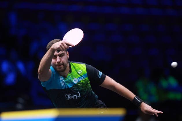 2026 WTT Europe Smash - Sweden - Main Draw - Day 7 Darko Jorgic of Slovenia is in action against Felix Lebrun of France during the Men s Singles semifinal at the 2026 Europe Smash at the Malmo Arena in Malmo, Sweden, on August 16, 2026. Malmo Sweden  Copyright: xRemyxGrosx originalFilename:gros-europesm260816_npUU4.jpg