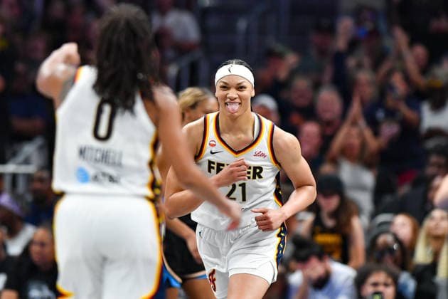 ATLANTA, GA - AUGUST 16: Makayla Timpson 21 of Indiana reacts during the WNBA, Basketball Damen, USA game between the Indiana Fever and the Atlanta Dream on August 16th, 2026 at State Farm Arena in Atlanta, GA. (Photo by Rich von Biberstein Icon Sportswire) WNBA: AUG 16 Indiana Fever at Atlanta Dream EDITORIAL USE ONLY Icon260816034