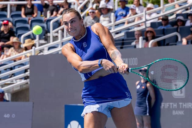 August 16, 2026, Mason, Ohio, U.S: Aryna Sabalenka (BLR) hits a two-handed backhand during SundayÃ¢â‚¬â ¢s second round of the Cincinnati Open at the Lindner Family Tennis Center , Mason, Oh. Tennis 2026 - Cincinnati Open WTA, Tennis Damen  - ZUMAs304 20260816_zaf_s304_078 Copyright: xScottxStuartx