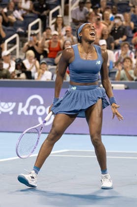 MASON, OHIO - AUGUST 16: Coco Gauff of United States reacts after winning during day six of the Cincinnati Open at the Lindner Family Tennis Center on August 16, 2026 in Mason, Ohio.  Copyright: xShainaxBenhiyoun SPPx Sportspressphoto_SPR209976