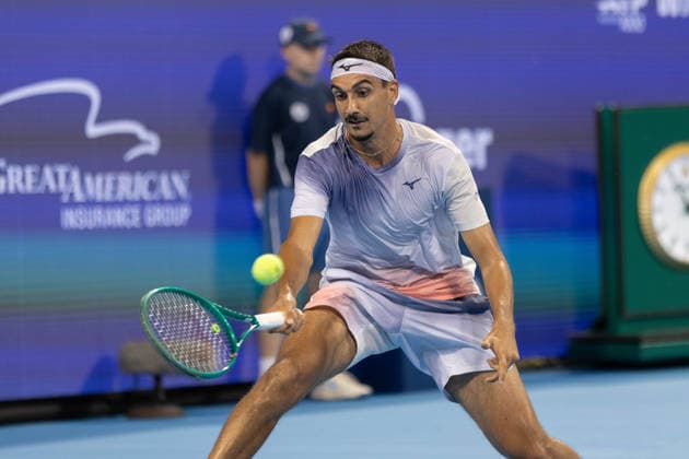 MASON, OHIO - AUGUST 16: Lorenzo Sonego of Italy in action during day six of the Cincinnati Open at the Lindner Family Tennis Center on August 16, 2026 in Mason, Ohio.  Copyright: xShainaxBenhiyoun SPPx Sportspressphoto_SPR210014