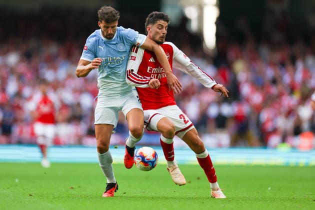 (260817) -- CARDIFF, Aug. 17, 2026 -- Arsenal s Kai Havertz (R) vies with Manchester City s Ruben Dias during the English Community Shield match between Arsenal and Manchester City in Cardiff, Britain, on Aug. 16, 2026. (Photo by Xinhua) (SP)BRITAIN-CARDIFF-FOOTBALL-ENGLISH COMMUNITY SHIELD-FINAL-ARSENAL VS MANCHESTER CITY QianxJun 