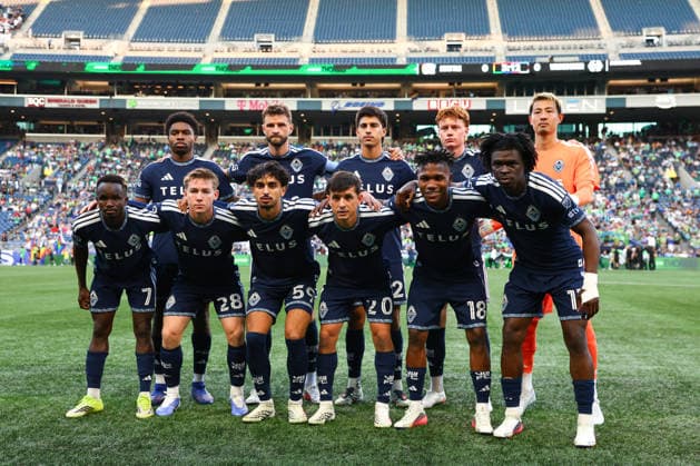 SEATTLE, WA - AUGUST 16: Players from the Vancouver Whitecaps pose for a photo before a game between the Vancouver Whitecaps and Seattle Sounders on August 16, 2026 at Lumen Field in Seattle, Washington. (Photo by Henry Rodenburg Icon Sportswire) SOCCER: AUG 16 MLS, Fussball Herren, USA Seattle Sounders FC vs Vancouver Whitecaps FC EDITORIAL USE ONLY Icon26081601