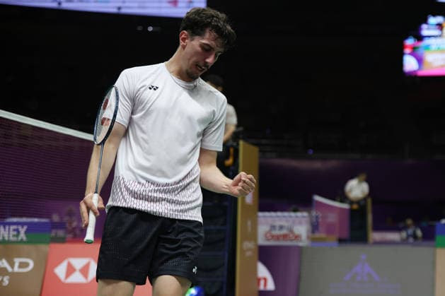 Simon Krax of Germany in action during the BWF World Championships 2026 at Indira Gandhi Indoor Stadium, in New Delhi on August 17, 2026. New Delhi India Copyright: xAnshumanxAkashx