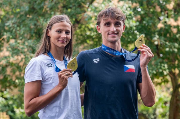 Swimming, European Championships in Paris, reception for the Czech medallists in Prague