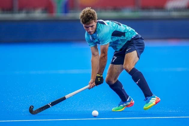 2026-08-17 India v England - FIH Hockey World Cup AMSTELVEEN, NETHERLANDS - AUGUST 17: Ben Fox of England during the FIH Hockey World Cup match between India and England at Wagener Stadion on August 17, 2026 in Amstelveen, Netherlands. Amstelveen Wagener Stadion Netherlands Content not available for redistribution in The Netherlands directly or indirectly through any third parties. Copyright: xAndrexWeeningx