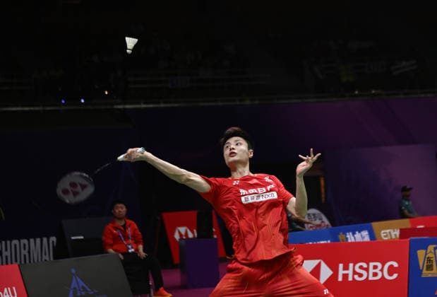 (260817) -- NEW DELHI, Aug. 17, 2026 -- Shi Yuqi of China competes during the men s singles round of 64 match between Shi Yuqi of China and Ayush Shetty of India at BWF World Championships in New Delhi, Aug. 17, 2026. ) (SP)INDIA-NEW DELHI-BADMINTON-BWF WORLD CHAMPIONSHIPS-MEN S SINGLES JavedxDar 