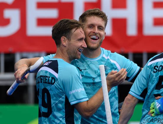 Hockey World Cup Day Three Nick Bandurak of England celebrates scoring his first goal during the Pool D match in the 2026 FIH Hockey World Cup at Wagener Stadium, Amstelveen 17 08 2026 UK Newspapers OUT Copyright: xGraemexWilcocksonx FIL-23792-0048