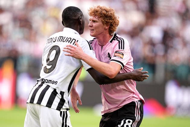 Juventus s Randal Kolo Muani and Juventus s Christian Corradi during the pre season friendly soccer match between Juventus and Juventus Next Gen at the Allianz Stadium in Torino, north west Italy - Wednesday, August 17, 2026. - Soccer .  Copyright: xMarcoxAlpozzi LaPressex