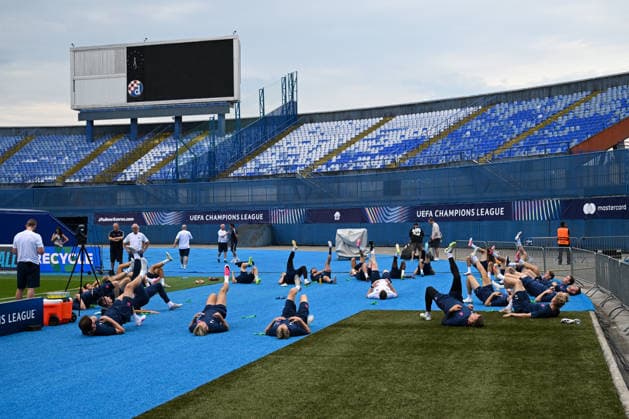 Viking press and training: UEFA Champions League play-offs Players of Viking FK during the training session at Maksimir Stadium on August 17, 2026. in Zagreb, Croatia ahead of the UEFA Champions League play-offs 1st leg match between GNK Dinamo Zagreb and Viking FK.  DavorxPuklavec PIXSELL