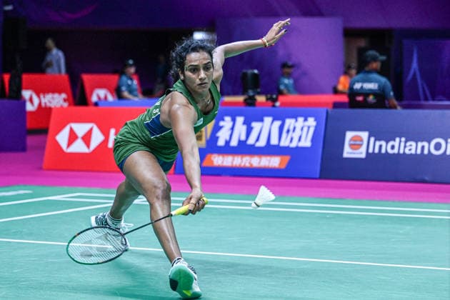 NEW DELHI, INDIA - AUGUST 17: Indian shuttler Pusarla V. Sindhu returns a shot against Ireland™s Sophia Noble during their women™s singles Round of 64 match on the opening day of the BWF World Championships 2026 at the Indira Gandhi Indoor Stadium on August 17, 2026 in New Delhi, India.(Photo by Sanchit Khanna Hindustan Times) BWF World Championships 2026