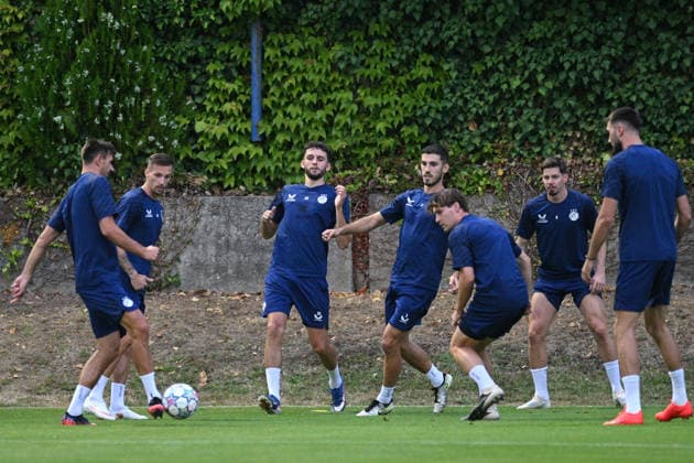 Dinamo press and training: UEFA Champions League play-offs Players of GNK Dinamo Zagreb during the training session at Hitrec-Kacian Stadium on August 17, 2026. in Zagreb, Croatia ahead of the UEFA Champions League play-offs 1st leg match between GNK Dinamo Zagreb and Viking FK.  DavorxPuklavec PIXSELL