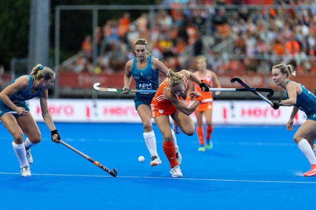 Netherlands v Australia - FIH Hockey World Cup AMSTELVEEN, NETHERLANDS - AUGUST 17: Freeke Moes of Netherlands during the FIH Hockey World Cup match between Netherlands and Australia at Wagener Stadion on August 17, 2026 in Amstelveen, Netherlands. Amstelveen Wagener Stadion Netherlands Content not available for redistribution in The Netherlands directly or indirectly through any third parties. Copyright: xMarcelxvanxPlateringenx