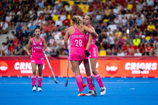 17.08.2026, BEL, Hockey, Frauen, FIH Weltmeisterschaft, Länderspiel, Deutschland vs Argentinien Jette Fleschütz ( Deutschland, 28 ), Johanna Hachenberg ( Deutschland, 25 ), Wavre Belfius Arena Wallonisch-Brabant Belgien *** August 17, 2026, BEL, Field Hockey, Women s, FIH World Championship, International Match, Germany vs. Argentina: Jette Fleschütz (Germany, 28), Johanna Hachenberg (Germany, 25), Wavre Belfius Arena, Walloon Brabant, Belgium Copyright: xNordphoto Memmlerx