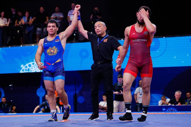 U20 World Championships 77kg GR - Samvel Terteryan (ARM) df. Javidan Nahmatov (AZE) *** U20 World Championships, 77 kg, Greco-Roman: Samvel Terteryan (ARM) defeated Javidan Nahmatov (AZE) Copyright: xKostadinxAndonovx