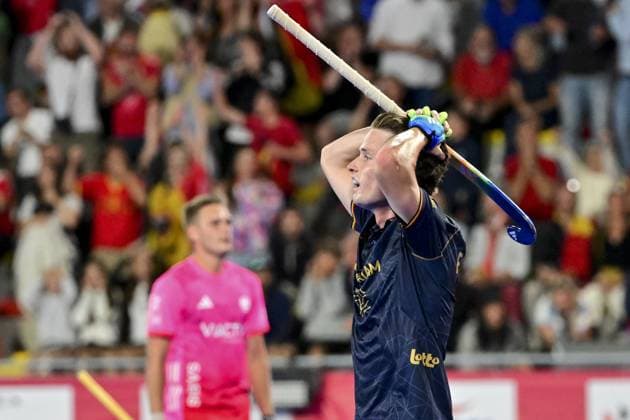 Belgium s Victor Foubert looks dejected after losing a hockey game between Belgian Lions and Germany, the second (out of three) matches during the group stage of the men s 2026 Hockey World Cup, Monday 17 August 2026 in Wavre. The 2026 edition of the Hockey World Cup takes place in Belgium and The Netherlands from August 15 to August 30. DIRKxWAEM  x183629428x