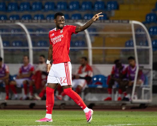 Jhon Duran scores SL Benfica s seventh goal during the Liga Portugal match between Casa Pia and SL Benfica at Estadio Municipal de Rio Maior, Portugal. (Diogo Sautchuk) Copyright: xDiogoxSautchukx